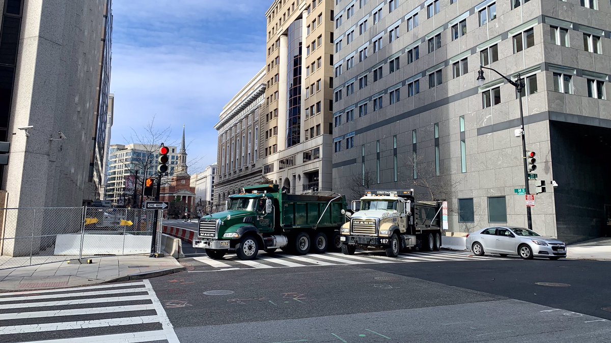 Where they don’t have military vehicles or jersey barriers, they have heavy construction vehicles barricading the roads 17/