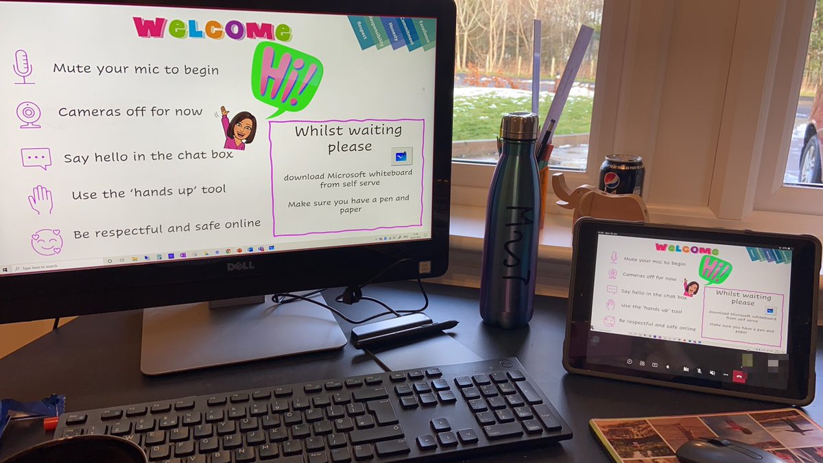 MrsTEHS's tweet photo. Using 2 screens in live meetings allows you to monitor chat/lobby on one and present on the other. Also useful for seeing what the students are seeing on their screens #TeamMIEEScotland #TeamsTip #remotelearning https://t.co/bSfI5PRKjB