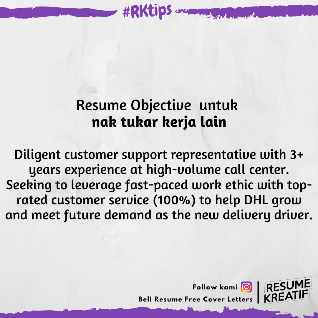 kerja_malaysia's tweet photo. Yang tak der idea nak tulis apa objektif dalam resume tu ni contohnya. Make sure relate baru guna tau😉. Jom baca.
#tipsresume #kerjamalaysia https://t.co/Qbl1JMc3VS