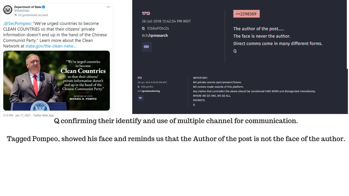 3/14 After this we get this weird post from the Dept of State. Timestamp 17:30/530It tags Pompeo - Shows Pompeo face..The author of the postThe face is never the author.Direct comms come in many different forms.QQ telling us he is communicating through many media channels