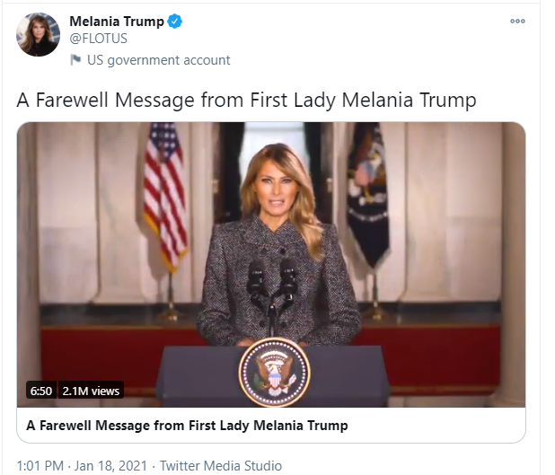14/14 Then Melania - "My Fellow Americans" Timestamp is at...13:01Booms....This coincides with Scavino FB Decode yesterday of 1440Summary- you are watching history... ENJOY THE SHOW https://twitter.com/flowmindsets/status/1351266164115050497