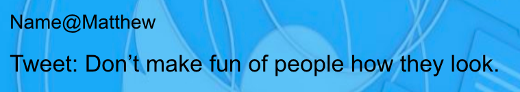 Thanks  @DerekRhodenizer for the great idea! Thanks @MrsKellyCRWfor sharing the Google Slidedeck to collect students' tweets! "If you had one Tweet that the entire world could read, what would you say?"  #1tweet Here are some of my grade 5 students' tweets: