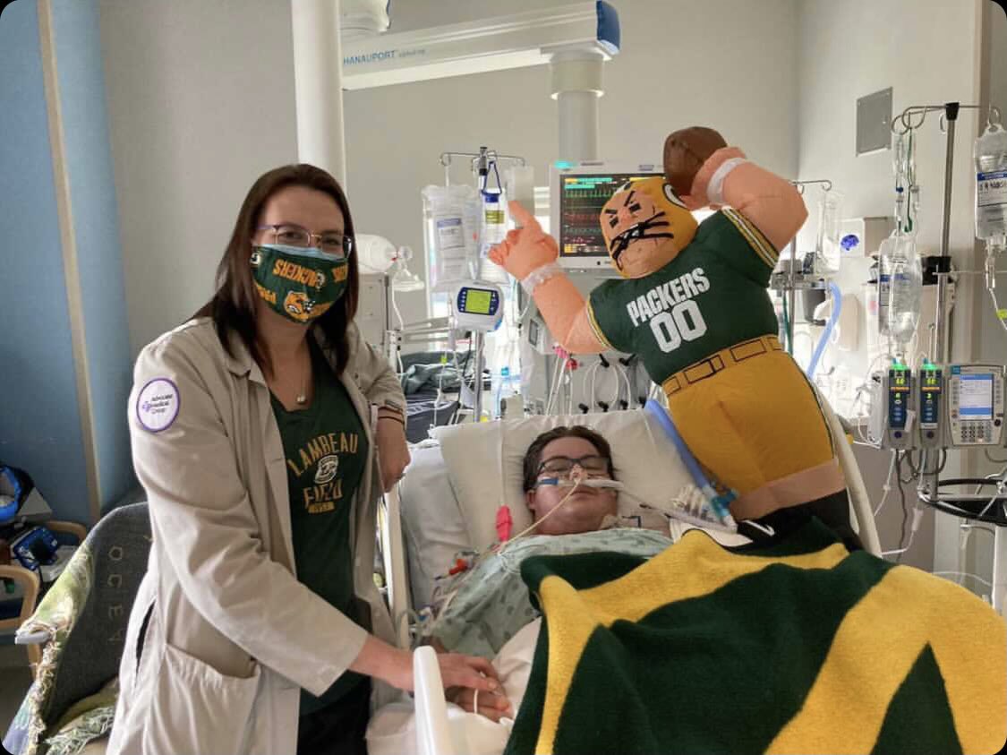 Everyone meet Andy! He is a huge <a href="/packers/">Green Bay Packers</a> fan and has been battling pneumonia from Covid-19 since Nov 9th. I am asking you all to please send words of encouragement and prayers to Andy and his family to keep up his fight! Covid is no joke, stay safe!  #GoPackGo 💚💛