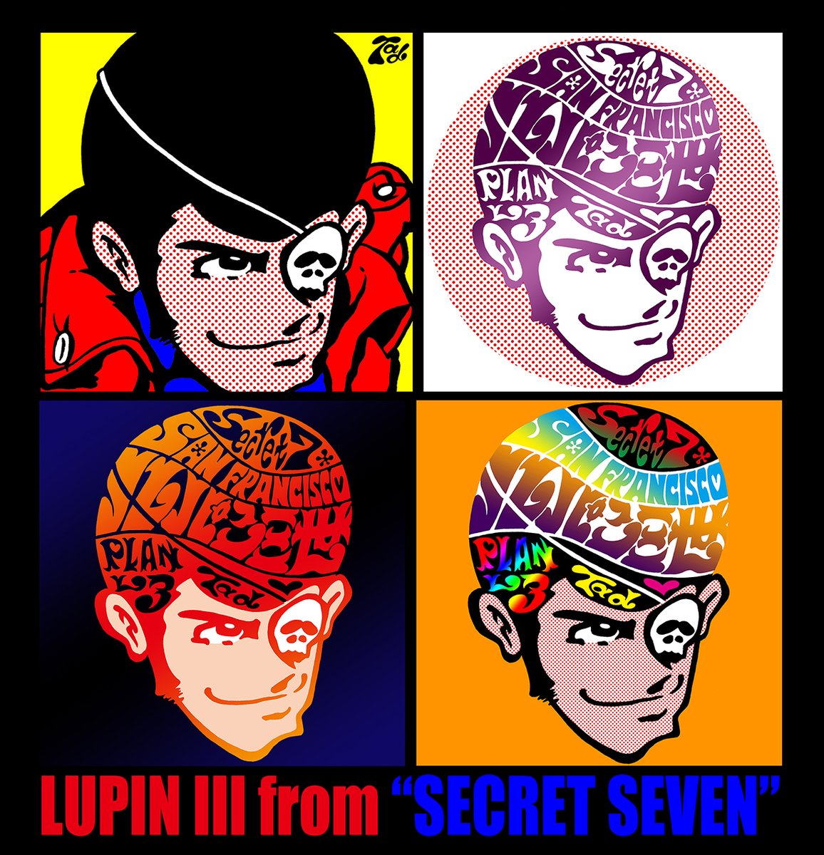 「ルパン三世」キャラクターとレタリングを組み合わせたPOP ART調イラスト。
POP ART WORKS ("Lupin III" Characters & Hand Lettering) 