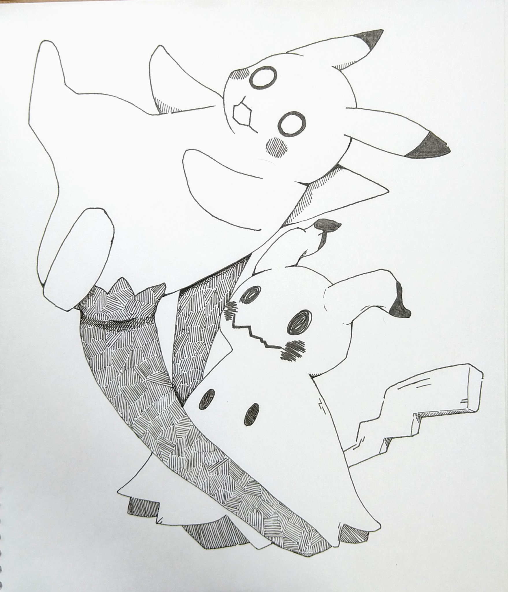 Mutsu ピカチュウ ミミッキュ アナログ デジタル イラスト アナログ アナログイラスト デジタル デジタル イラスト