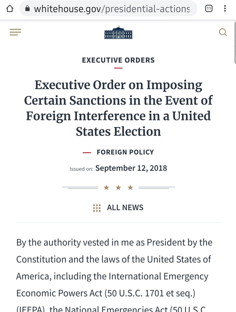 2)The President has unique powers during a National Emergency.The United States is still under a State of National Emergency pursuant to Executive Order #13848 from September 2018