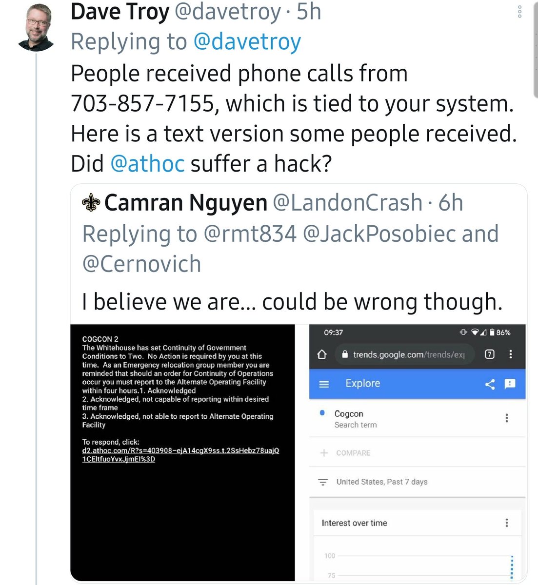 15)Dave identified the telephone number used to communicate the AtHoc messages.This number is actually detailed as an Emergency Contact Number in the Coast Guard Emergency Response materials (see sauce at end of thread)