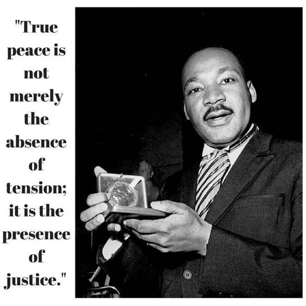 justicesquadmn's tweet photo. Many times, people focus on Dr. King’s words of peace.  While Dr. King spoke of peace he also spoke of peace coming through justice. https://t.co/eHY4dLG66f