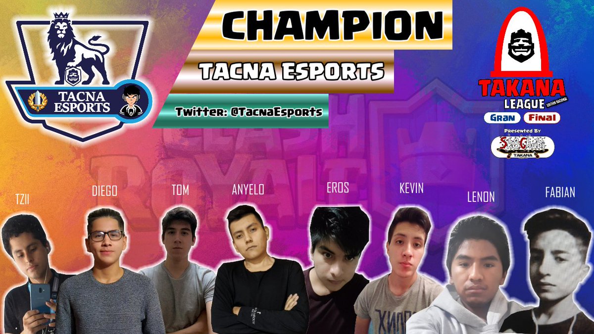 LeagueTakana's tweet photo. #TakanaLeague | #ComunidadPeruanaCR

📢 Después de un infartante partido, nuestra querida @LeagueTakana llegó a su fin

🏆#PodioFinal🏆
🥇@TacnaEsports 
🥈@XpectrosCr

🎉Felicitaciones a estos equipasos, agradecer a todos los equipos y comunidad participante
#Pronto2daEdición https://t.co/KmUsH2YMuj