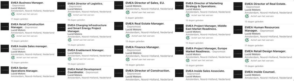 4/ Massive Job Hirings at LucidOver the past few months  @LucidMotors has been posting a ton of job listings. Seems to me they're getting ready to go public...Why else would they need a Stock Plan & SEC Reporting Manager?S/O  @hopremco  @alexcutler247 for the finds
