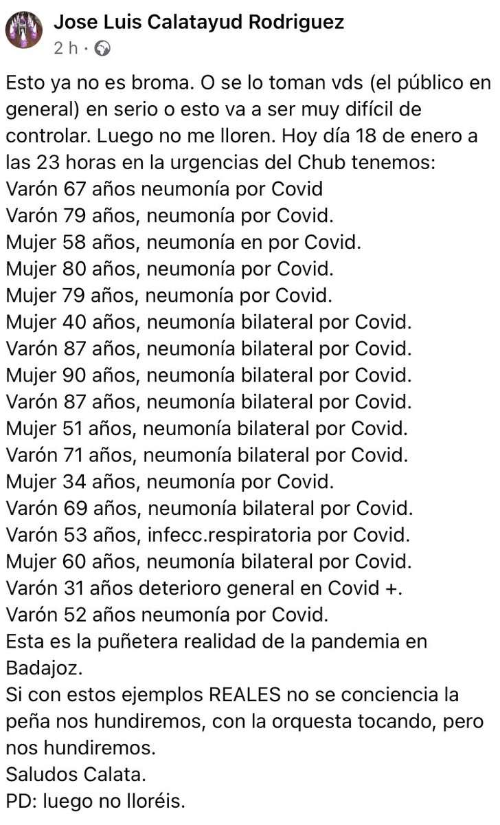 GabiMaFl's tweet photo. #SituaciónMuyCrítica en el Universitario de #Badajoz. 
No damos más de sí. 
Concienciémonos, por favor. 
Están siendo unos turnos muy tristes, de mucho cansancio emocional y físico. 
#COVID19 https://t.co/qVMupmcauo
