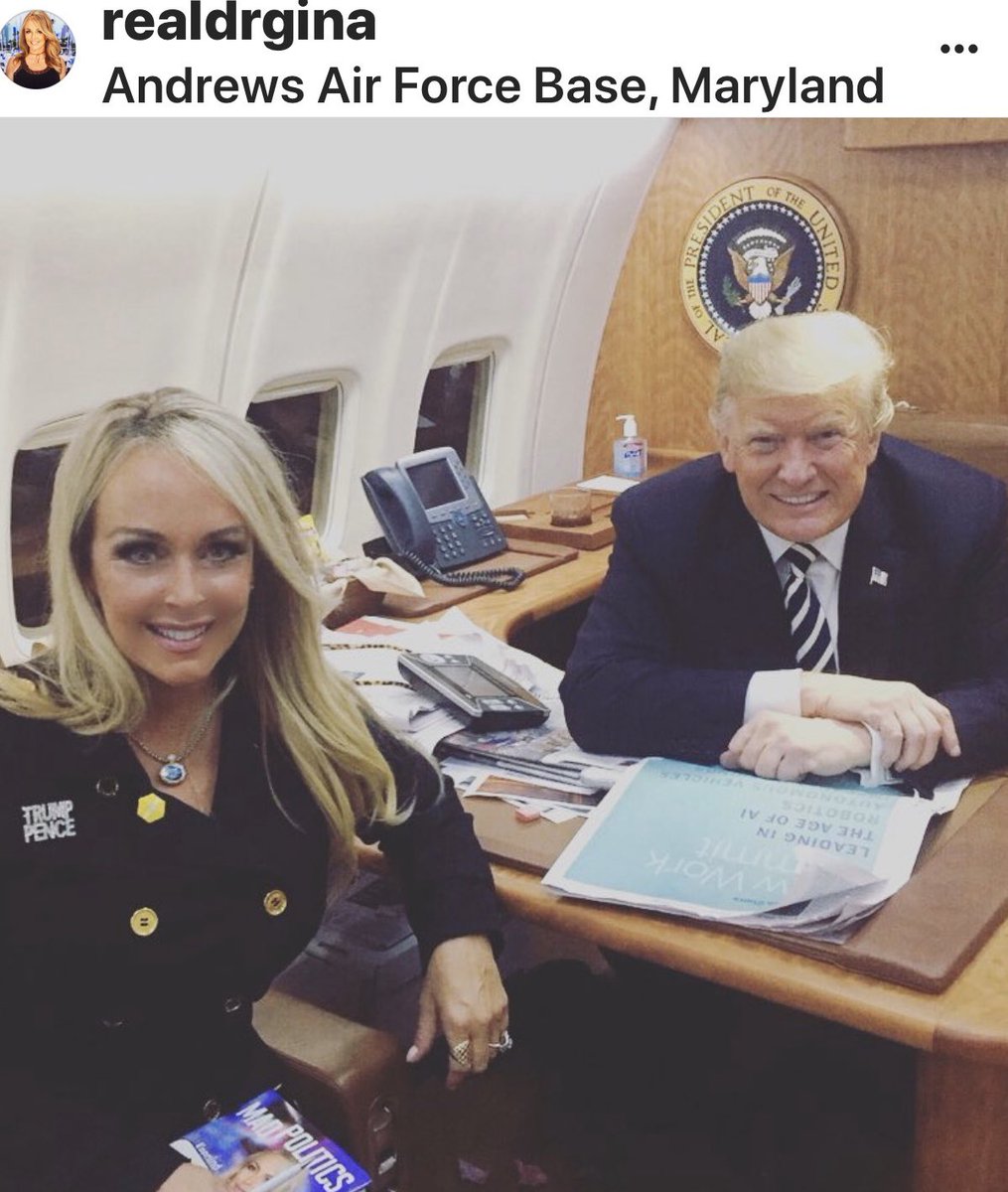 RealDrGina's tweet photo. Just hung up the phone with the President.

I’ll talk about it a little more on my show tomorrow night. 

This country will wake up to realize a devastating loss on Wednesday.  

He is the best thing that ever happened to this country! https://t.co/lEbaPxk5rk