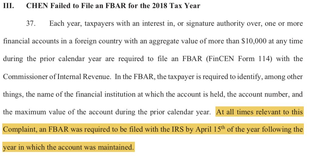 37. McCarthy explains how FBAR works. This paragraph does not mention Professor Gang Chen.