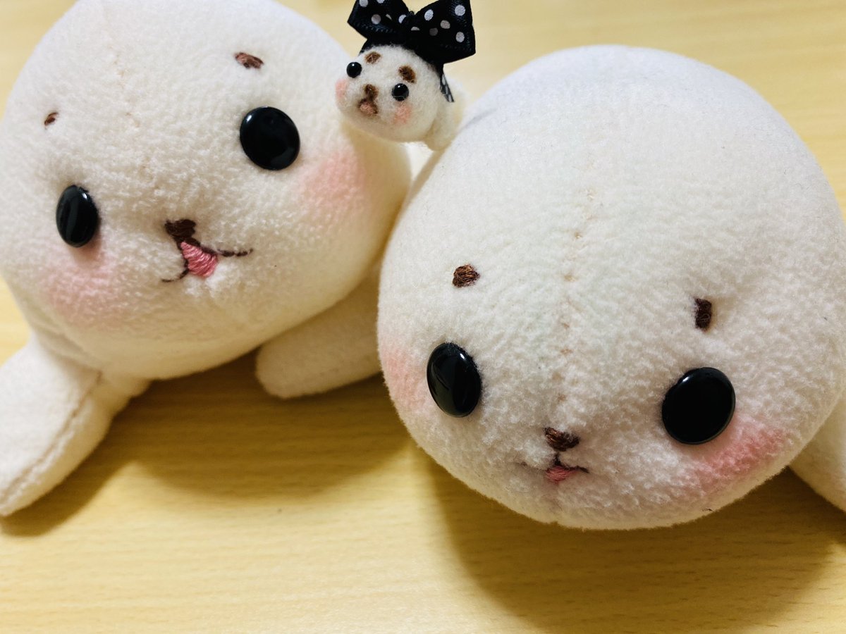 こつぶや本舗 みんな仲良し 羊毛フェルトの しらたま とフリースぬいぐるみの たまふ ハンドメイド 手作りぬいぐるみ 羊毛フェルト