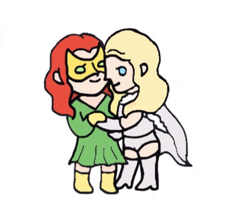 Jean Grey x Emma Frost  Dancing girlfriends  #XMen  #Doodle