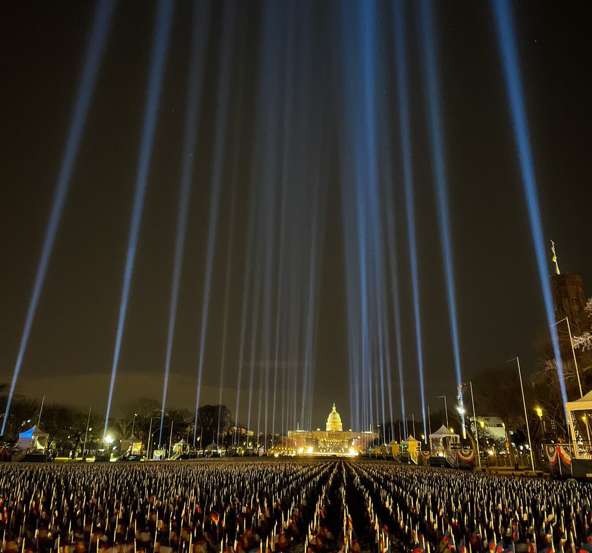 conorjrogers's tweet photo. I wasn’t sure how they were going to make it all work with no crowds, a Covid memorial, and all of it under threat. 

Tonight they showed us, and I’m in awe. 

Two days, and we begin anew. https://t.co/Cd9SEGbz8i