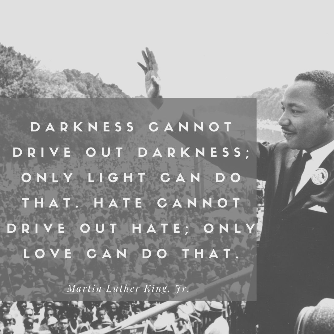 "Darkness cannot drive out darkness; only light can do that. Hate cannot drive out hate; only love can do that." - Martin Luther King Jr. #MLKDay