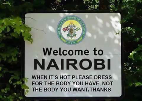 Starting the day in Kenya with one of those old-fashioned, comforting "Welcome to Our Town" signs that make us smile and for one brief moment, actually feel welcome.