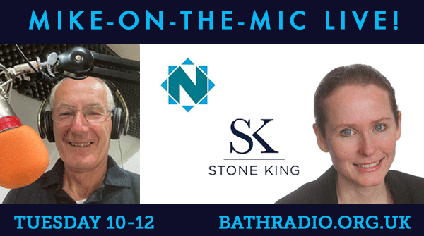 BathSound_Radio's tweet photo. Mike-on-the-mic LIVE Tues 10-12, with Caroline Fell from @StoneKingLLP - talking about mediation, and Howard Edgington from @HowardTravel, giving us an update on travel restrictions. Listen via https://t.co/x9870fmERJ. #bathradio #mediation #travel #communityradio #bathcommunity https://t.co/vQh4twxwOC