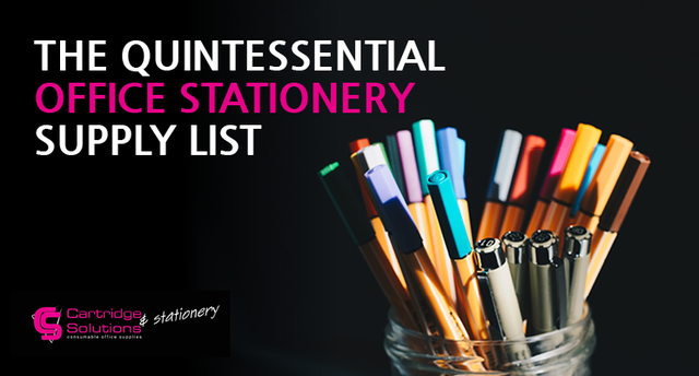 cartridgeSOL's tweet photo. The Quintessential Office Stationery Supply List - Running out of stationery items at work can be frustrating - so ensure you have these always on hand! https://t.co/9KxhoLM14V #stationery #office #supplies https://t.co/kSGHjA7sWi