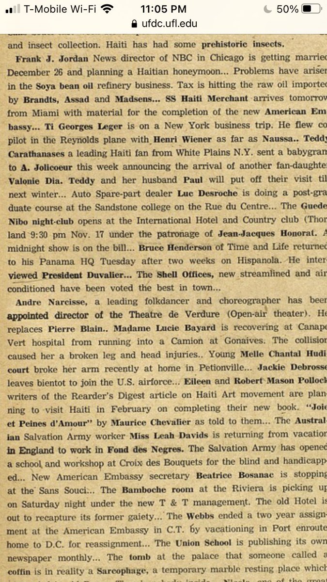 Ok, I cheated a little and went to 1959 - but I had to get some Andre Narcisse from  #HaitiSun. Check out  @EvNarc’s celebrated grandpa! This reminds us that the tourism didn’t die immediately in 1957. BUT...