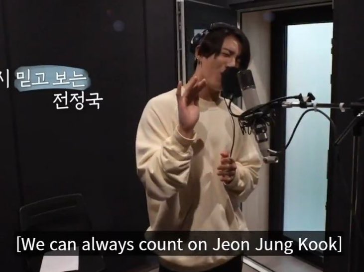 in the soop to Jungkook:• We can always count on Jeon Jungkook• The guide recording that Jungkook recorded• The adlibs that everyone wanted to hear• The Main Vocalist is getting soulful outside