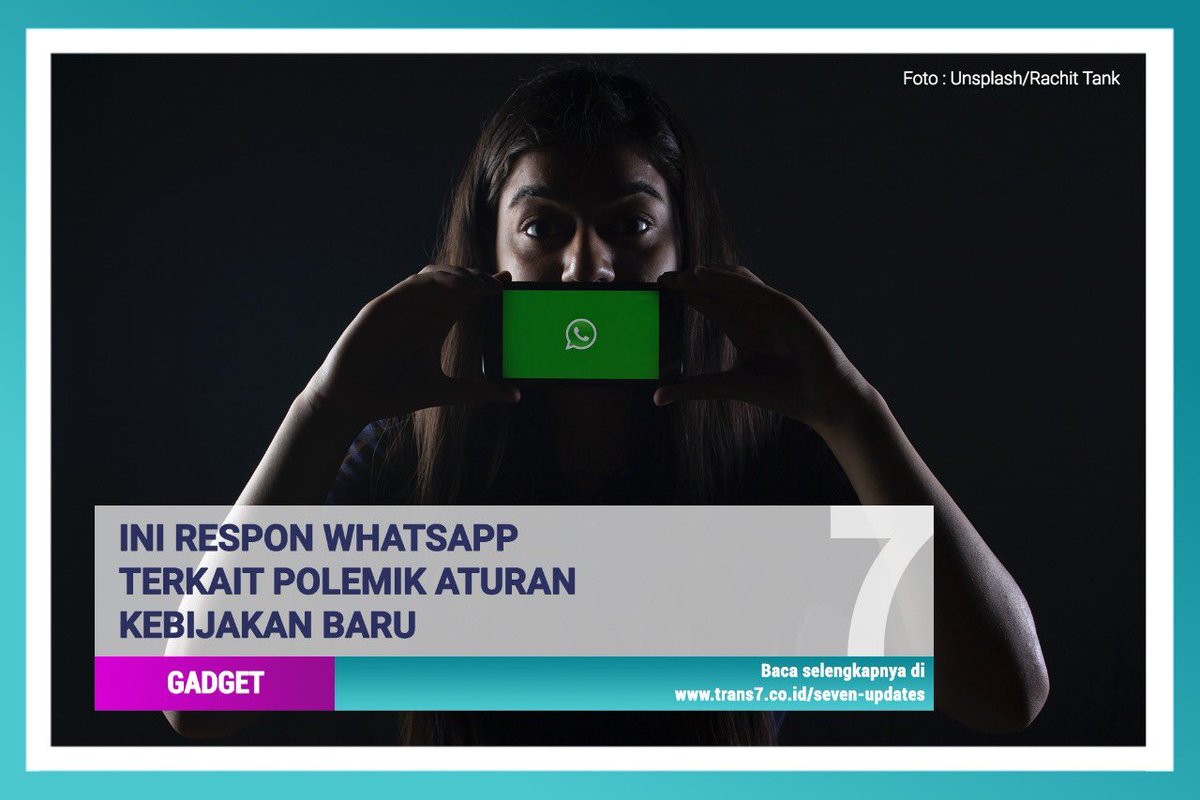 WhatsApp menegaskan pembaruan kebijakan privasi tidak mempengaruhi enkripsi end-to-end (pengamanan pesan agar tak bisa bocor ke pihak ketiga) serta keamanan privasi pesan pengguna dengan teman atau keluarga.

Baca selengkapnya di bit.ly/3qBmIz0

#trans7update