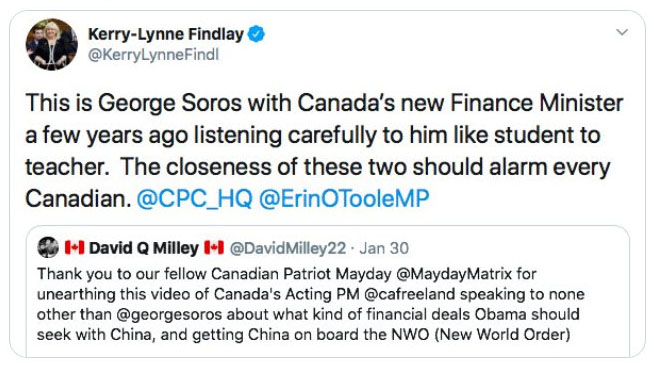 35/regarding tweets 7, 8 and 9/I should have included a screenshot of MP Kerry-Lynne Findlay's original Aug. 29, 2020 tweet, that I reference her deleting - without censure from the CPC leader. Note he's tagged on her original tweet, yet didn't take any action?
