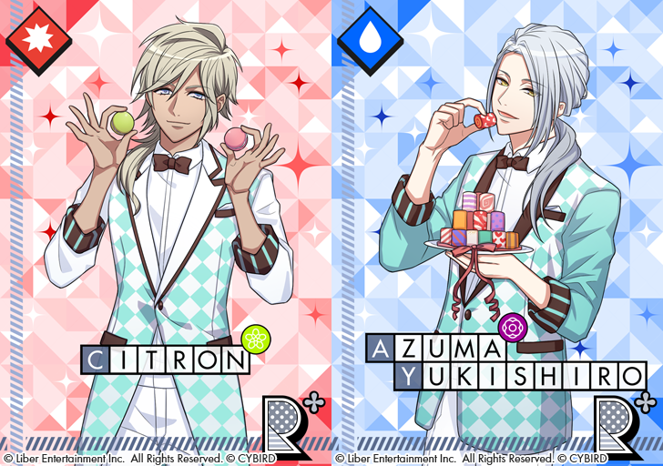The Invasion of the Candy Monsters Tryouts start tomorrow at 7:00 PM Pacific Time! You'll be able to get some more sweets-themed Actors, with these Tryouts featuring an SSR Juza, SRs of Misumi and Banri, and Rs of Citron and Azuma!
DL: is.gd/36KFFc
#a3game