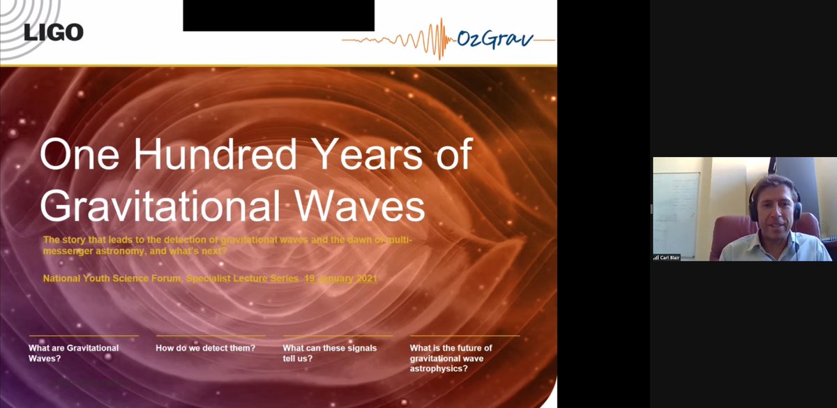 NYSFoz's tweet image. Dr Carl Blair @uwanews was at LIGO in 2015 when the first gravitational wave was detected from 2 black holes colliding.  “It was an incredibly short blip in a fraction of a second but you can tell incredible things from it.” #STEMEducation #StudySTEM #NYSFoz