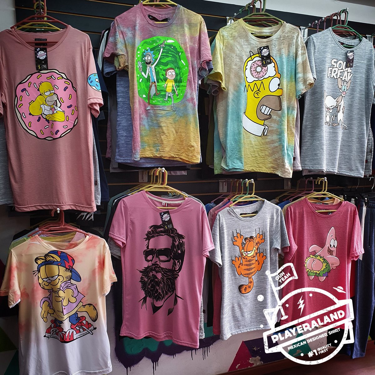 PLAYERALAND's tweet photo. El estilo #Streetwear en #Playeraland #ConsumeLocal #HechoEnMéxico #Simpsons #tiedye #90s #Garfield #rickmorty https://t.co/NokxkBYJGN