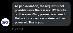 MarkStickFlip's tweet photo. 1. Then how did you give us an internet connection if there's no SKY facility?
2.  Fiber connection and still copper wired? 
Don't make me an idiot @SKYserves . give us the service that we need! Fix the problem! don't give us another problem! 
@DtiPhilippines https://t.co/WKczzyr8KA