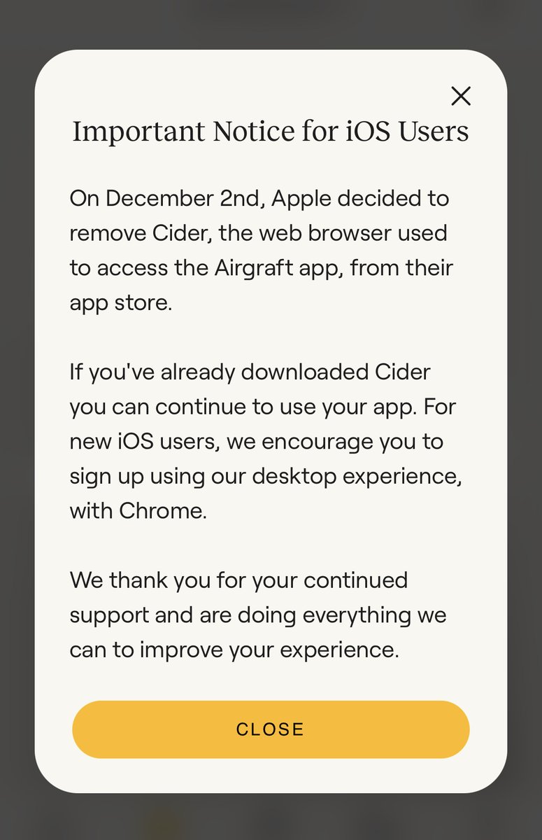 Vaporizer companies have since developed workarounds -  @storz_bickel &  @airgraft developed apps that work on specific mobile browsers in order to maintain iPhone functionality. However, Apple has now banned the browsers (e.g.  #Cider) as well! Why  @Apple?  https://techcrunch.com/2020/02/19/how-companies-are-working-around-apples-ban-on-vaping-apps/