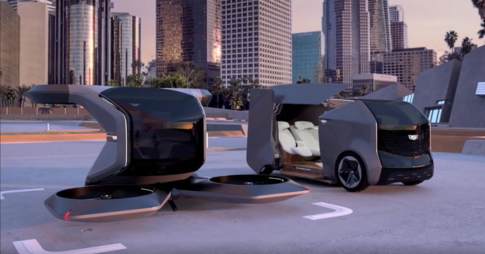 wef's tweet image. Sky's the limit: GM unveils autonomous flying Cadillac wef.ch/2XUbdGI #Travel #Flight