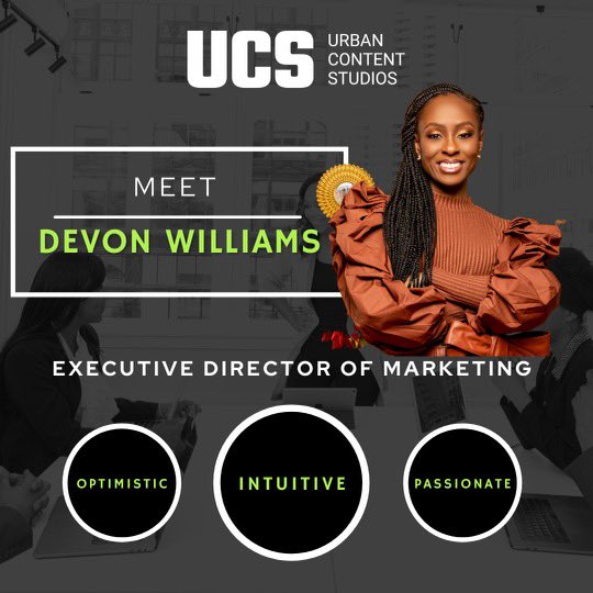 UrbanContent_'s tweet photo. Meet Devon Williams, our NEW Executive Director of Marketing who started with Urban Content Studios as a Creative Content Director.🗣💫

At Urban Content Studios, you don't have to worry about stagnacy. We offer plenty of opportunities to grow! Click the link in our bio to apply! https://t.co/G7u1UHmwVw