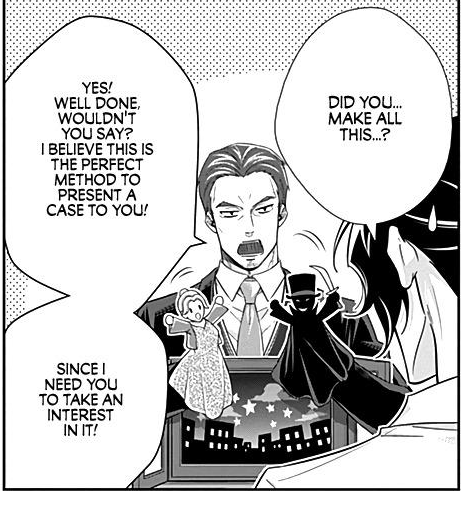 Whenever I think back to this chapter, the knowledge that Patterson knew about those puppets and let Lestrade push through with that still makes me laugh.