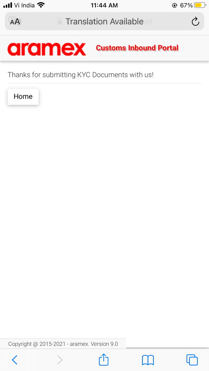 Hi <a href="/Aramex/">Aramex</a> you keep asking me for my KYC documents even after submitting it twice. Can you please acknowledge once you have received it because I see this every time I click on the link. I need my package to reach me asap 😭