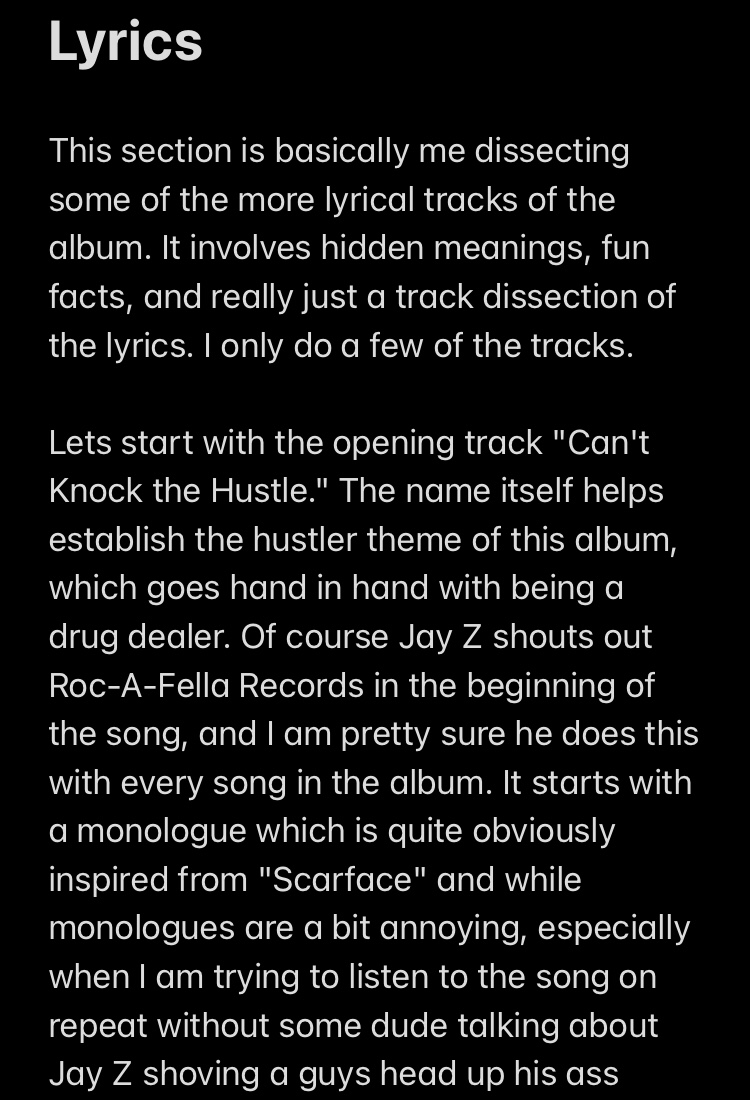 Lyrics - This is a very long section