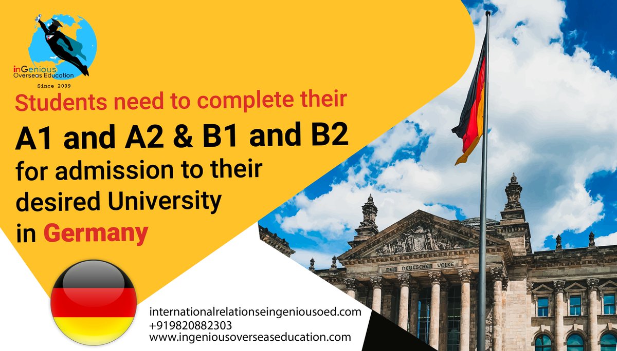 Get to know more about how to get admission to a Germany university
Call Ingenious now to know more of such tips and tricks for studying in Germany 
.
.
 #studyingermany #studyabroad #germany #ielts #education #study #studyoverseas #university #germanyeducation #overseaseducation