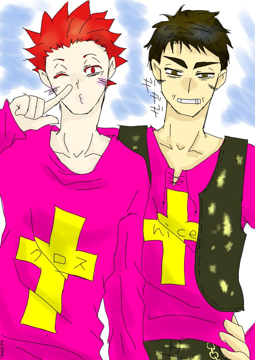 かさねん ざんねん 服がダサいということで せみせみの服を借りてなんちゃってペアルックを楽しむ牛天ちゃんです O あ あたたかいめでみてね チカチカするけど 思いのほか天ちゃんが似合うな