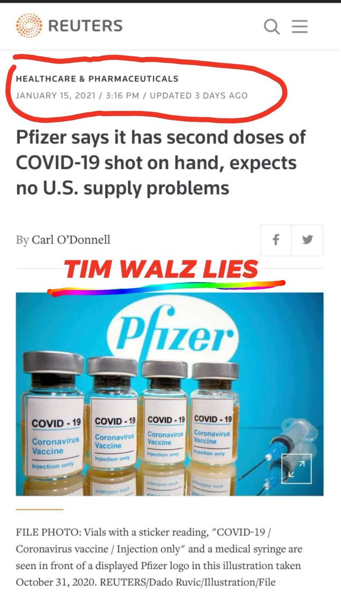 DOUBLE BONUS TWEET.  @GovTimWalz lies exposed by  @pfizer just HOURS after he blamed feds.See below screenshot: #mnleg
