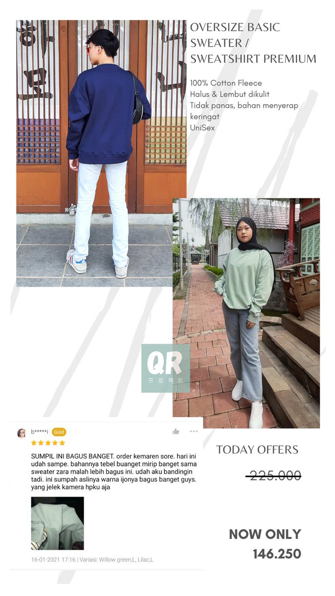 RivaPutriG's tweet photo. Oversized Basic Sweater &amp; Hoodie kekoreaan✨✨

Inspired by idol idol plus Kdrama nih, jadi buat kalian yg pengen samaan ky bias kalian gak perlu mahal😍

Bahan premium ya, setara merk2 Zar*, H*M dll. Adem, tebel, gak nerawang

Bisa checkout oren🍊 https://t.co/bRM1Hk5eAH https://t.co/Sgltz14IDx