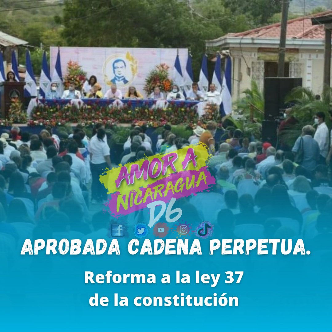 Hoy #18Enero en una cesión de trabajo de la Asamblea Nacional desde la ciudad de Darío se aprobó la reforma a la ley N°37 de la Constitución Política De Nicaragua 
#DarioCantamosVidaYEsperanza
<a href="/taniasandinista/">TaniaSandinista</a> <a href="/TPU19J/">Tropa Digital Pablo Úbeda🇳🇮</a> <a href="/ElCuervoNica/">🅴🅻 🅲🆄🅴🆁🆅🅾🇳🇮</a> <a href="/ElManifiesto79/">El Manifiesto</a> <a href="/RedVolucion1979/">Redvolución</a> @SergioSand2010