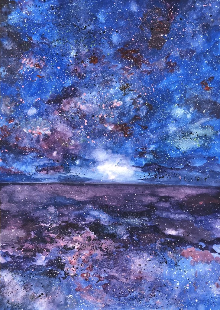 Twitter 上的 青雲 陵 夜明け前 イラスト 絵 水彩画 絵描きさんと繋がりたい 風景 お絵かき 落書き 綺麗 お絵描き 画家 水彩 水 夜空 夜 海 青 朝 星 星空 アート 芸術 T Co 3srogy3nof Twitter