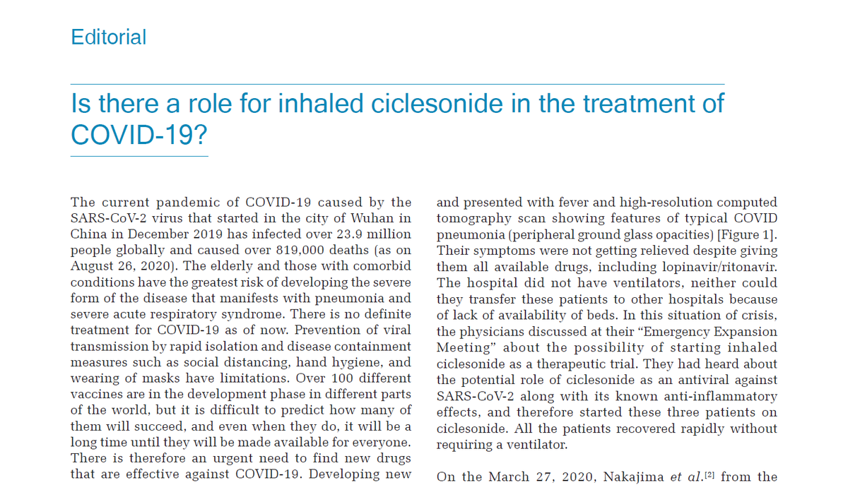 PulmocareF's tweet photo. Is there a role for inhaled ciclesonide in the treatment of
COVID‑19?
 https://t.co/4rnFbA91cX
@MoHFW_INDIA @AnuragAgrawalMD @runaanu @ICSNagpur @GOLD_COPD @RESPIREGlobal @Global_RECHARGE @Cipla_Global @CiplaFoundation @HealthyAirIndia @kdrarvind https://t.co/JeqOmUtzKu