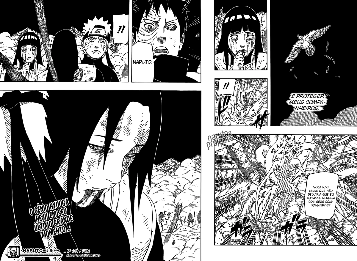 7 - Hinata e Neji ficaram na maior parte do tempo da guerra lutando lado a lado e se protegendo mutuamente 8 - Hinata assumiu o lugar do Neji pra que ele descansasse seu Byakugan 9- Hinata chorou quando Neji morreu e em todo o seu discurso pro Naruto ela honrou seu sacrifício.