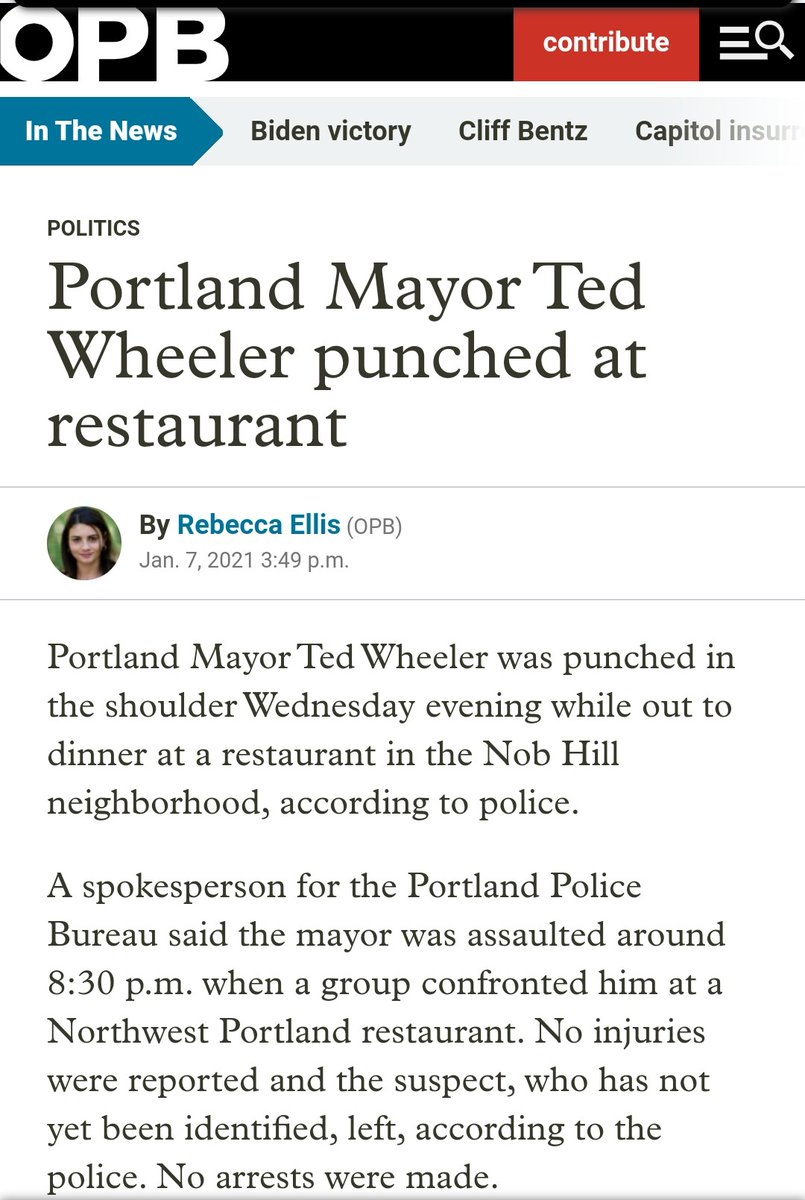 His original complaint to Portland Police led to a series of headlines declaring that the mayor had been “punched” - a statement which is both factually untrue and also unproven. Yet both the PPB and media published Ted Wheeler’s lie before scrubbing it later in the day.