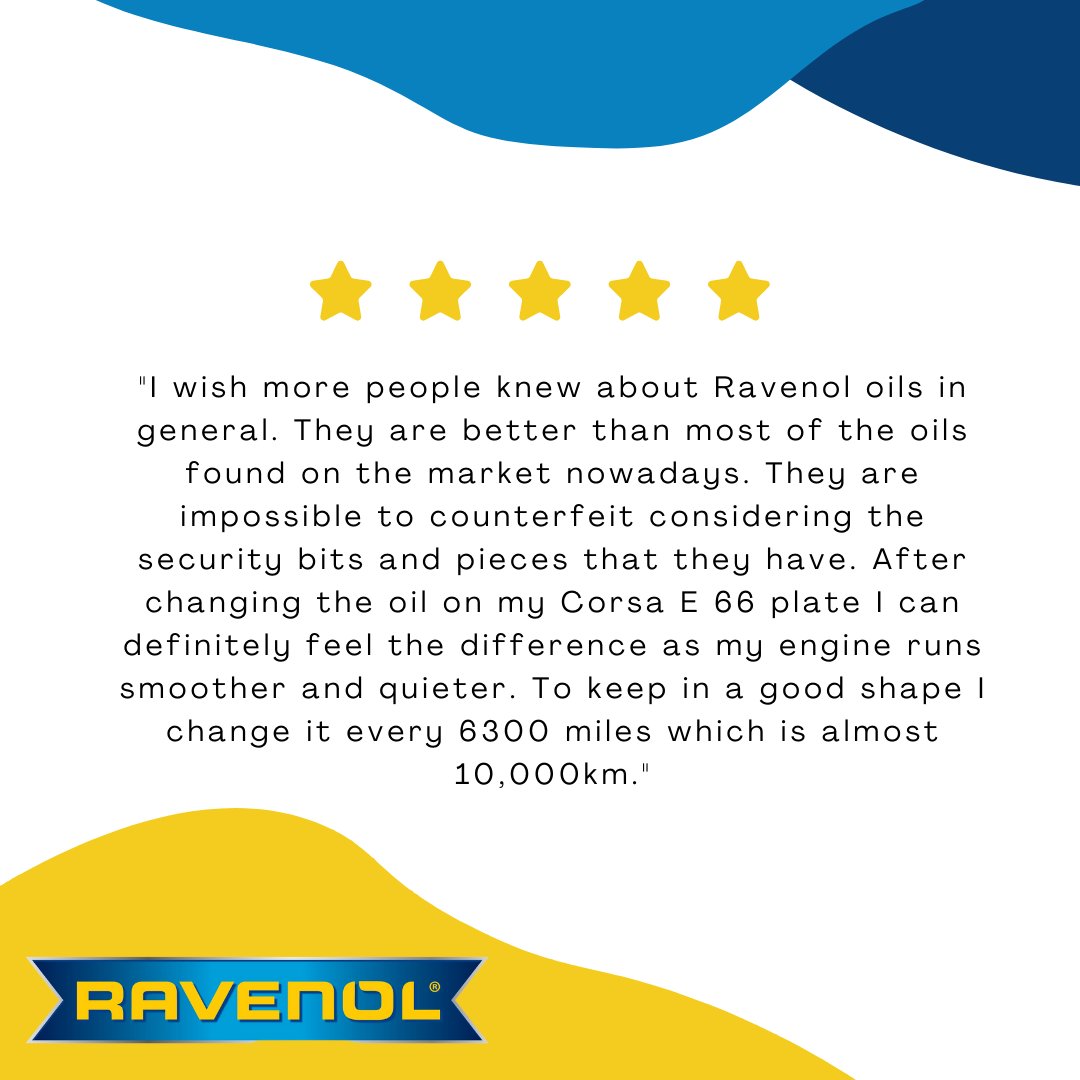 RAVENOLUK's tweet photo. Some amazing reviews coming in this week again from our loyal customers! We are so happy that people can feel the difference in their cars when using RAVENOL!
#ravenol #covid19 #lockdonw #covid_19 #review #5stars #customers #loyal https://t.co/caHakHyGaY