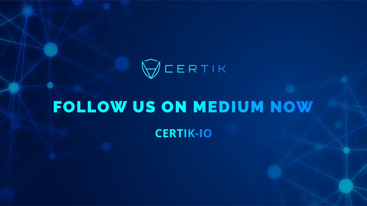 CertiK's tweet photo. 🌟Wanna learn first about upcoming audits, read original educational content, and industry analytics?
➡️Drop-by our Medium and follow #CertiK to stay ahead of the trending curve. https://t.co/iJHZGh0JI0
#certiksecuritytips #infosec #cybersec #smartcontracts #blockchain #web3 https://t.co/YuqPH4PjUX