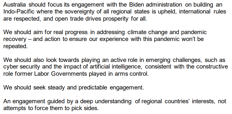 So, how should the Biden Administration do this? Albanese says the US and Australia should work to uphold sovereignty in the region and aim to address climate change and pandemic recovery 5/